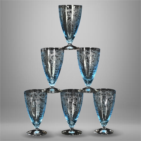 Antique Fostoria 'Versailles Azule' Ice Tea Glasses