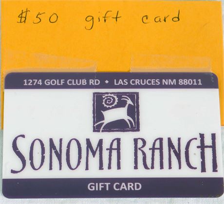 Sonoma Ranch Sunset Grill $50 Gift Certificate