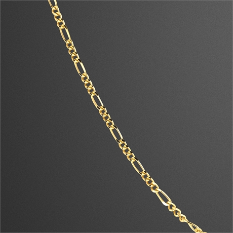 14K Yellow Gold Figaro Link Chain Necklace 18" 2.3g