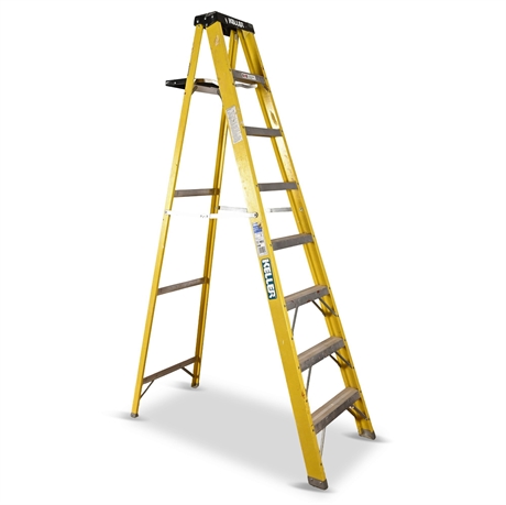 Keller 778P 8-Ft Fiberglass Step Ladder – Type I, 250 lb Rated