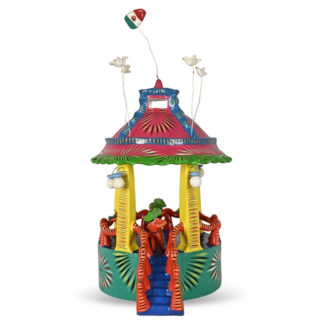Signed Ortega Mexican Folk Art Bandstand Sculpture — 22”