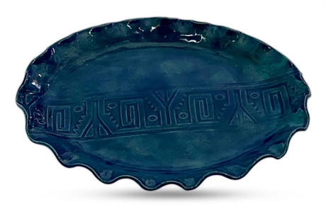 Hand-thrown Ceramic Platter with Decorative Stamp by Amy Ewing