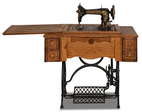 Antique Damascus Treadle Sewing Machine for Restoration