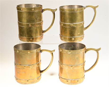 Set of 4 Vintage Brass Style Pirate Style Mugs