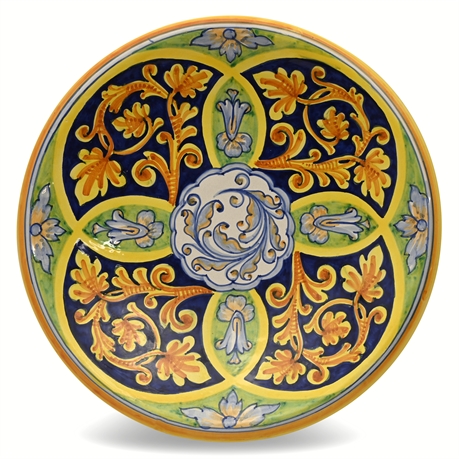 Signed L’Antica Deruta Italian Majolica Pedestal Bowl – Hand-Painted