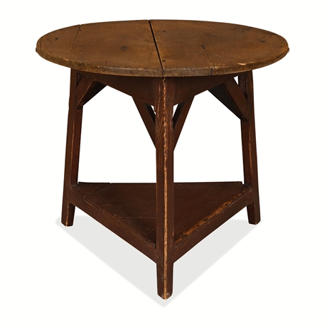 English Pine Cricket Table with Triangular Undertier, 19th C.