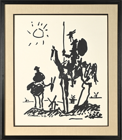 After Picasso “Don Quixote” (1955) — Offset Print, Framed 21" x 24"