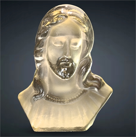 Viking Glass Jesus Bust - Vintage Glass Figurine - Christian Sculpture