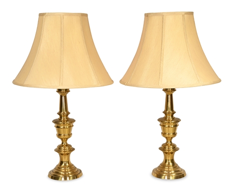 Pair 28" Brass Table Lamps