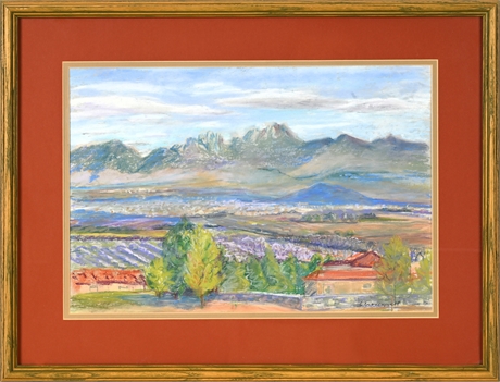 Connie Cronenwett Pastel — Mesilla Valley & Organ Mountains, Framed 17.5"x23"