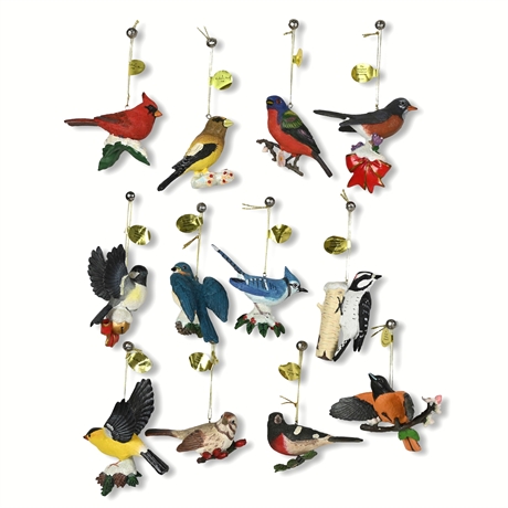 12 Songbird Christmas Ornaments from the Danbury Mint