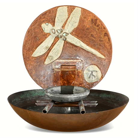 Studio Art Dragonfly Copper Fountain Sculpture with Pump
