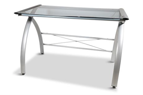 Contemporary Metal and Glass Desk