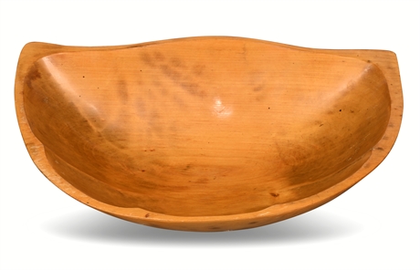 Large Demlune Carved Wood Dough Bowl