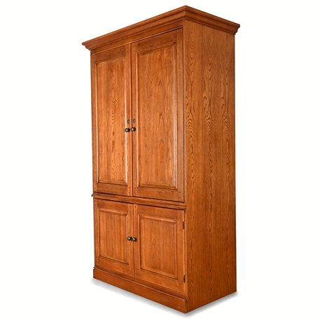 Hooker Furniture Oak Entertainment Cabinet w/ Media Storage & Power