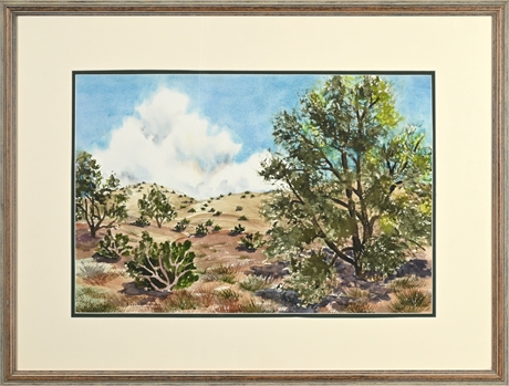 Susan Birdsong 'East Mountain Landscape' Original Watercolor