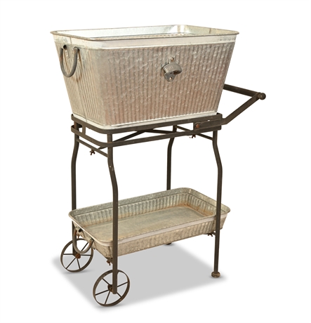 Beverage Cart with Galvanized Tubs