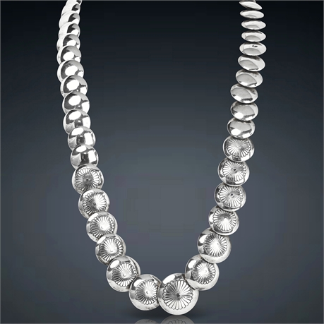 Navajo Silver Bead Necklace