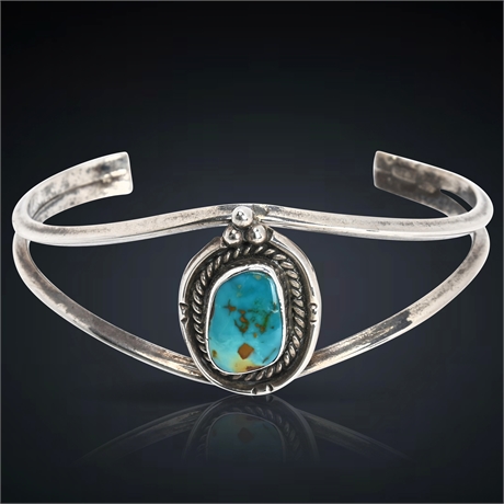Vintage Navajo Dainty Sterling & Turquoise Cuff