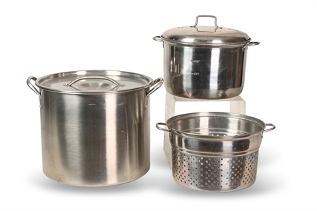 Pair of Stainless Steel Stock Pots