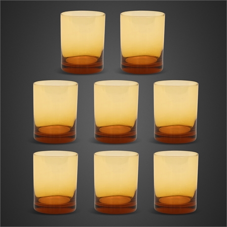 Amber Glass Old Fashioned Tumblers, Set of 8