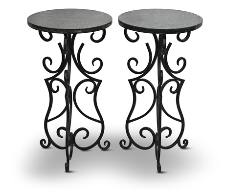 Pair Stone Top Accent Tables