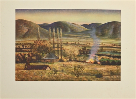 Peter Hurd "The Bonfire" Lithographic Print