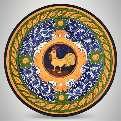 18" Talavera Pottery Rooster Plate – Hand Painted - Wall Hanging