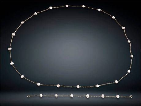 14K Baroque Pearl Necklace and Bracelet Set