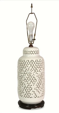 Blanc De Chine Reticulated Cherry Blossom Lamp