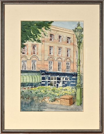 Vintage London Watercolor Street Scene Signed ’95