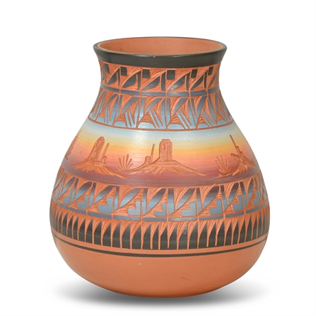 Navajo Sgraffito Etched Red Earth Pottery