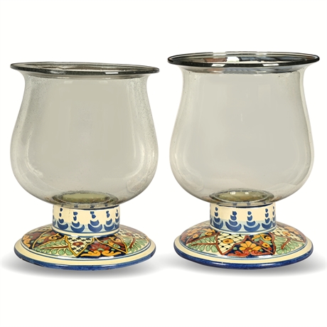 Pair Talavera Hurricane Votives