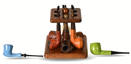 Mid-Century Pipes with Pipe Stand