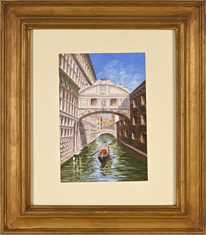 Ponte dei Sospiri – Painting Signed R. Mosso, Framed