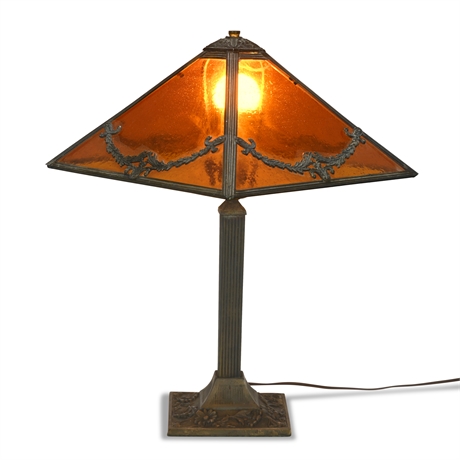 Antique Miller Stained Glass Table Lamp