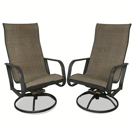 Pair Swivel & Rock Patio Armchairs