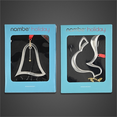Nambe Holiday Bell & Dove Ornaments Boxed Set