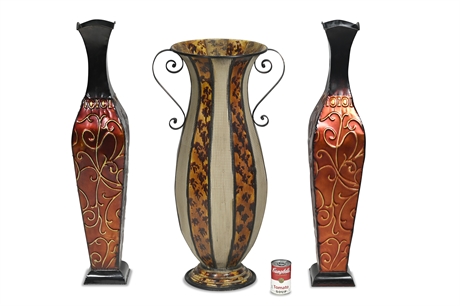 Embossed Metal Floor Vases