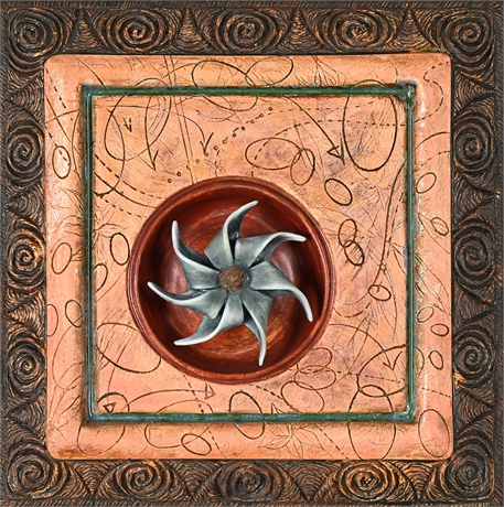 Suzanne Kane Ceramic Wall Sculpture with Rotating Pinwheel, Signed 2007