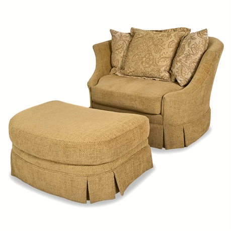 Chair-and-a-Half & Ottoman — Touchstone/Homestead House, Camel Woven, Casters