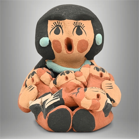 Caroline Sando Jemez Pueblo Storyteller Pottery Figure – 4 Children