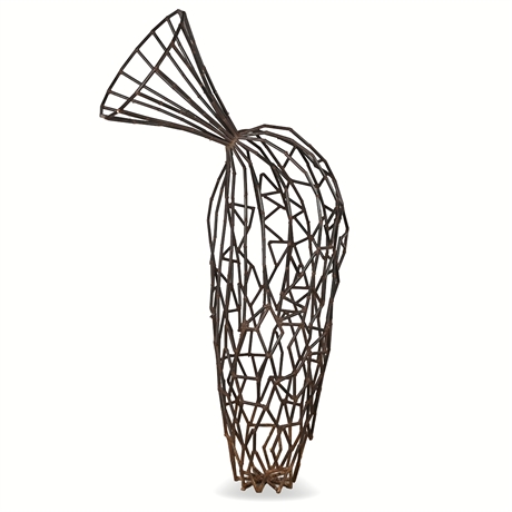 Monumental Abstract Iron Sculpture — 78” Geometric Lattice Form