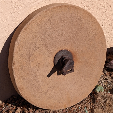 Antique 20" Grinding Stone Peddle Wheel