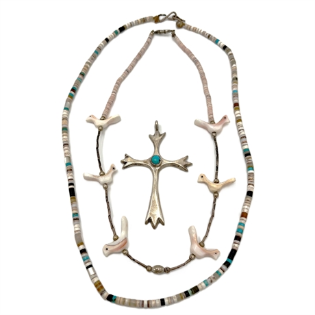 Vintage Native American Heishi & Silver Set