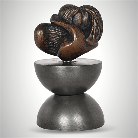 1991 Sculpture “The Kiss” — Resin & Steel, Rotating Base