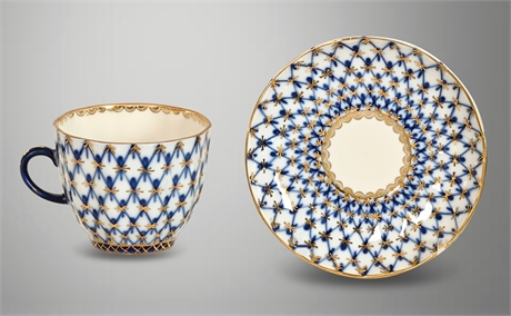 Russian Lomonosov Porcelain Teacup and Saucer