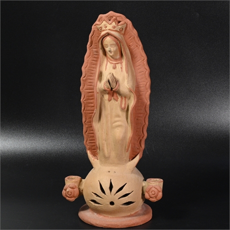 Terracotta Our Lady of Guadalupe Candelabra