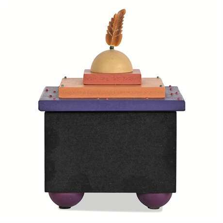 Bridget Hoff Postmodern Hand-Painted Footed Lidded Box, 1980s