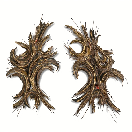 Clyde Harwick "Nature's Sculpture" Brutalist Copper & Steel Wall Sconces